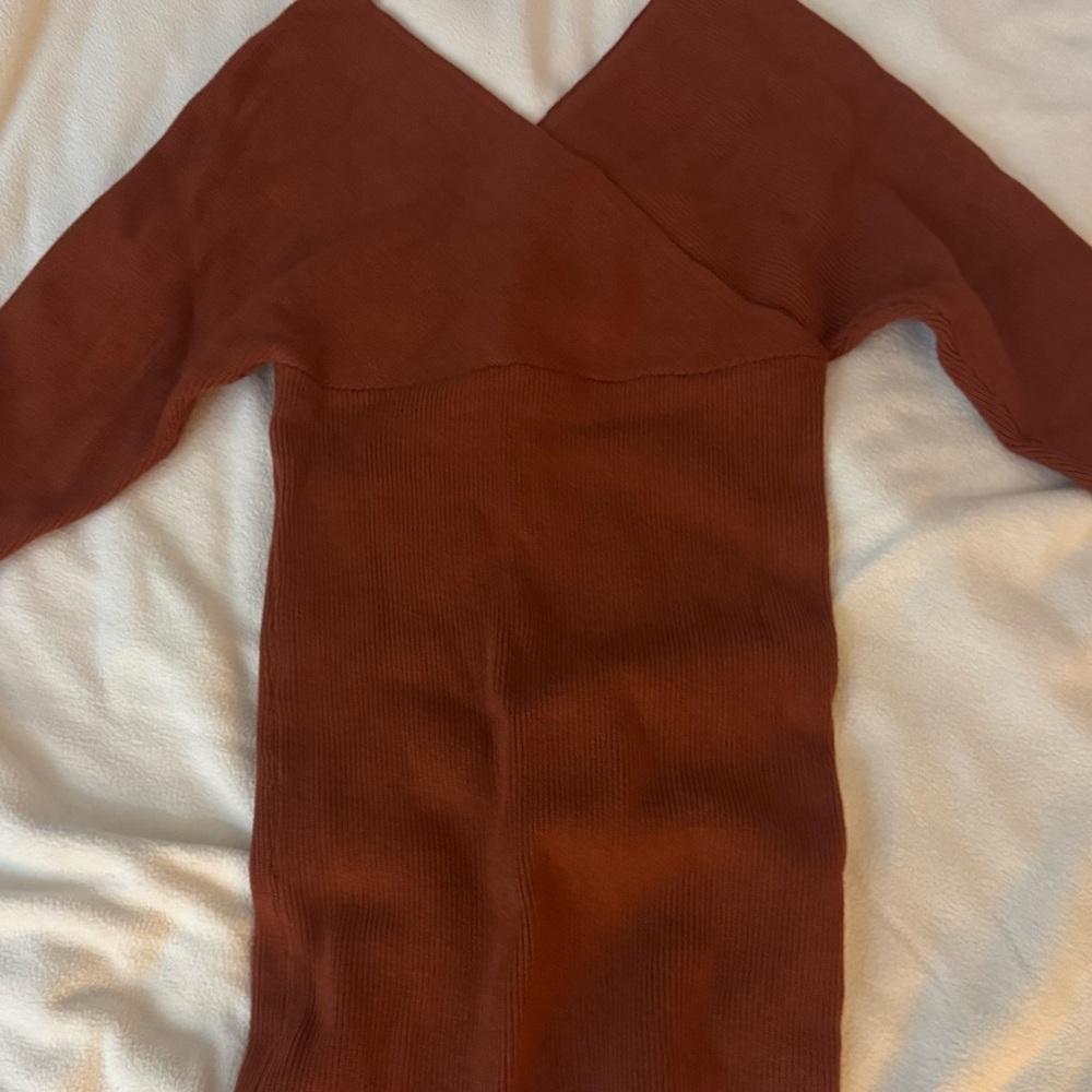 Rust orange long sleeve midi sweater dress | size Small | brand new - Picture 3 of 6